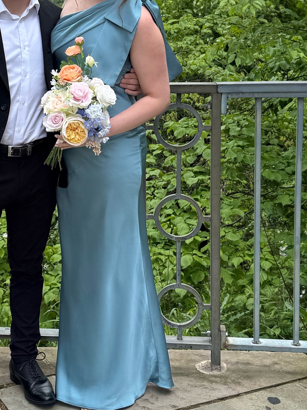 Azazie Yuanna Stretch Satin Moody Blue Bridesmaid Dress - Picture 6 of 6